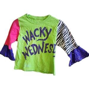 Dr.Suess Wacky Wendsday Cartoon Dress Up School Shirt Girls Med 8/10 Yrs